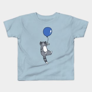 Blue Balloon Gray Tabby Cat Kids T-Shirt